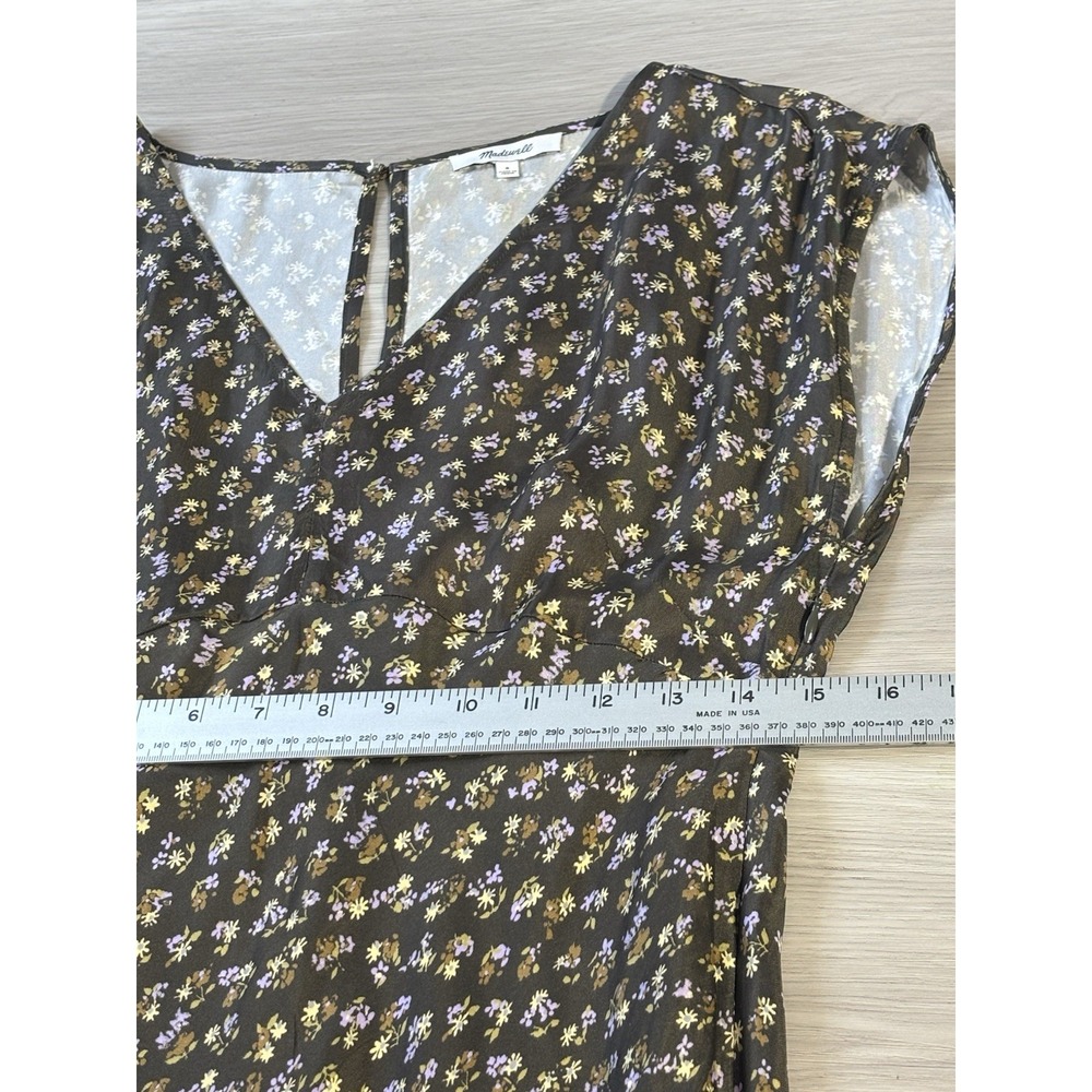 Madewell Dark green and Cream Patterned Midi Dress Size 8 - Picture 8 of 9